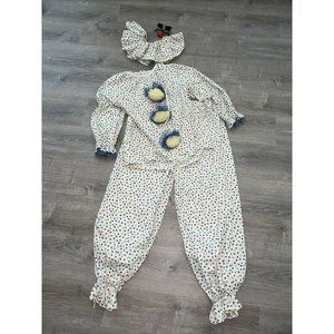 Vintage Handmade Clown Costume Haunted Creepy Scary Large Mens XL Mask Nose Lace